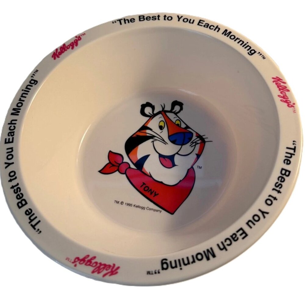 Vintage 1995 Kellogg's Cereal Promotional Bowl Tony The Tiger Frosted Flakes EUC
